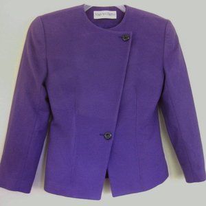 VTG Mary Ann Restivo jacket 4 Purple Asymmetric USA Fitted Blazer Union label